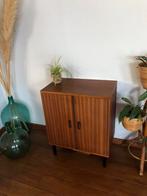 Vintage Teak Kastje met Stalen Poten - LP Opslag mogelijkhei, Ophalen of Verzenden