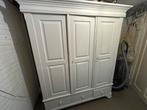 Antiek grenen kast wit (Brocante), Ophalen, Gebruikt, 100 tot 150 cm, 150 tot 200 cm