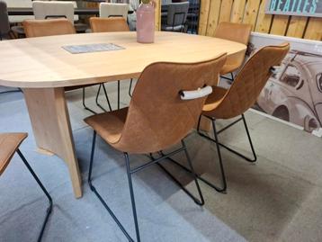 6 Nieuwe Stoelen, Cognac met zwart metaalpoot + greep beschikbaar voor biedingen