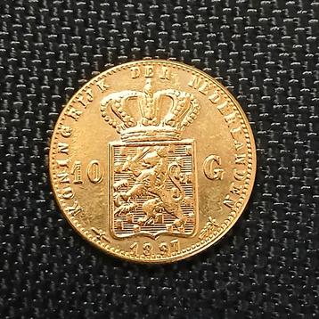 Wilhelmina 10 Gulden vergulding naslag tientje jaar 1897 beschikbaar voor biedingen