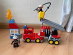 Duplo, brandweerwagen met brandweermannen pop vuur huisje, Ophalen of Verzenden, Gebruikt, Duplo