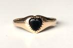 Vintage gouden ring onyx hart maat 18, Sieraden, Tassen en Uiterlijk, Ringen, 18 tot 19, Gebruikt, Zwart, Ophalen of Verzenden