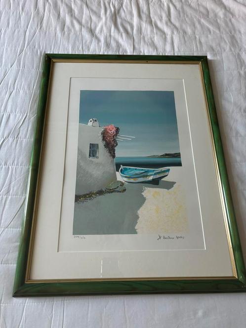 Jean-Pierre Bertaux Marais - barque a Delos, Antiek en Kunst, Kunst | Litho's en Zeefdrukken, Ophalen of Verzenden