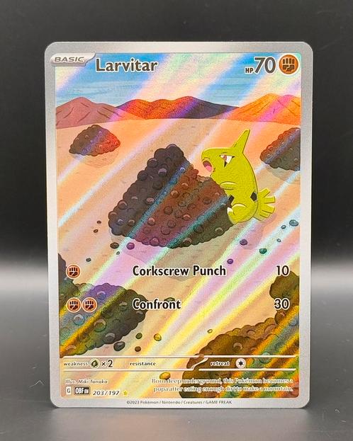 Larvitar OBF 203, Hobby en Vrije tijd, Verzamelkaartspellen | Pokémon, Zo goed als nieuw, Meerdere kaarten, Ophalen of Verzenden