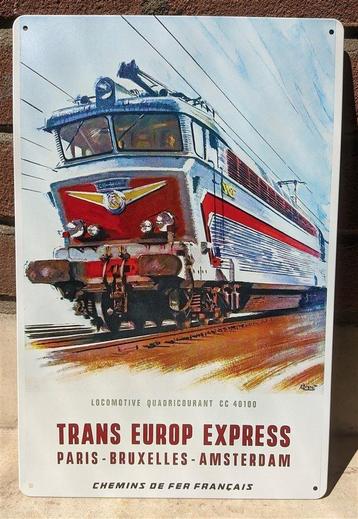 Metalen Wandbord Trans Europ Express Spoorwegen Trein . beschikbaar voor biedingen