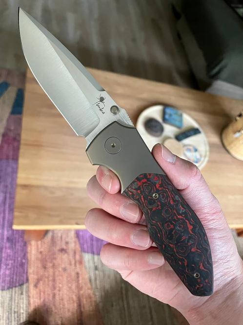 Reate & Kaviso Raine folding knife S90V Titanium Carbonfibre, Caravans en Kamperen, Kampeergereedschap, Nieuw, Ophalen of Verzenden