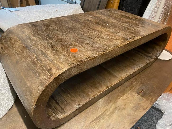 Japandi Salontafel 130x60 Walnoot Mangohout, Huis en Inrichting, Tafels | Salontafels, Nieuw, Minder dan 50 cm, 50 tot 100 cm