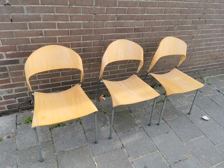 Stapelbare designstoelen [3 stuks] "Cadiz" by Krijn Hameling, Huis en Inrichting, Stoelen, Gebruikt, Drie, Ophalen