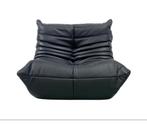 Black Togo chair attributed to Ducaroy for Ligne Roset., Leer, Ophalen of Verzenden, Zo goed als nieuw