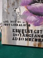 Schilderij bloem paars met tekst op canvas, Ophalen of Verzenden, 'T Olde Gre-j, Info@toldegrej.nl, Endepoelstraat 20f Didam