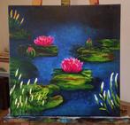schilderij met waterlelies acryl op linnen doek, Minder dan 50 cm, Ophalen of Verzenden, Zo goed als nieuw, Schilderij