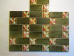 6 stuks antieke tegels met vakjes verdeling met bloemen., Antiek en Kunst, Ophalen of Verzenden