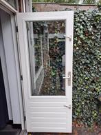 Witte Achterdeur met Glas, Doe-het-zelf en Verbouw, Deuren en Horren, Ophalen, 80 tot 100 cm, 200 tot 215 cm, Glas
