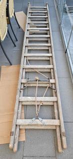 Houten Opsteek ladder 2-delig, Doe-het-zelf en Verbouw, Ladder, Gebruikt, Opvouwbaar of Inschuifbaar, 4 meter of meer