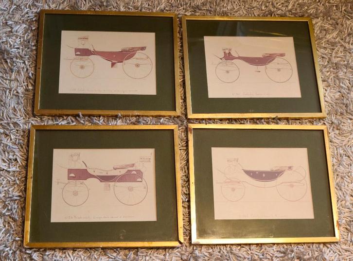 Vier vintage Hermès lijsten, Antiek en Kunst, Kunst | Overige Kunst, Ophalen of Verzenden