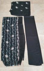 Zwart geborduurde stoff nieuw 3 delige indiase pak stoff, Zwart, Ophalen of Verzenden, 30 tot 120 cm, Nieuw