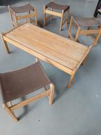 Vintage grenen salontafel met krukken, Ophalen, Gebruikt, 50 tot 100 cm, Minder dan 50 cm