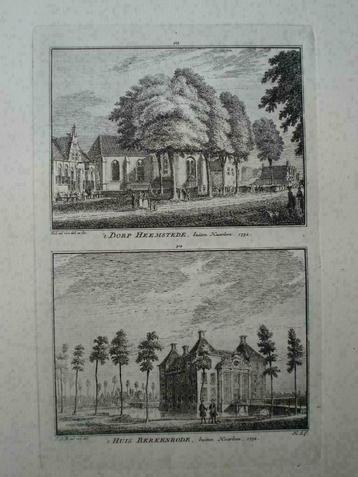 303-304 / Heemstede en  Huis Berkenrode   Kopergravure 1750 beschikbaar voor biedingen