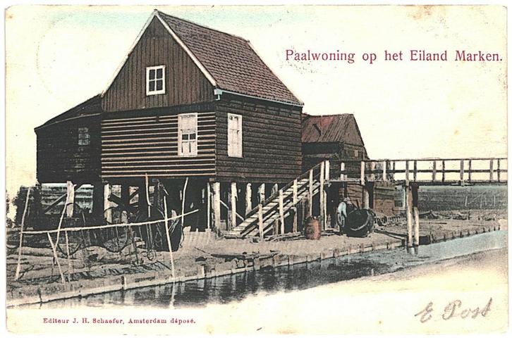 959975 Marken NH 1904 Paalwoning Gelopen met postzegel, Verzamelen, Ansichtkaarten | Nederland, Gelopen, Noord-Holland, Voor 1920