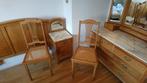 lichteikenhout bed(rand); nachtkastjes & kaptafel met marmer, Ophalen, Gebruikt, 150 tot 200 cm, Hout