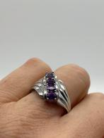 A616 Prachtige zilveren ring paarse steen maat 19, Sieraden, Tassen en Uiterlijk, Ringen, 19 tot 20, Ophalen of Verzenden, X, Dame