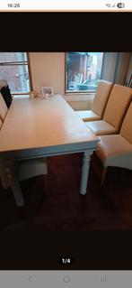 Mooie houten tafel + evt 6 stoelen, Huis en Inrichting, Tafels | Eettafels, Ophalen, Gebruikt, 200 cm of meer, 50 tot 100 cm
