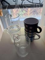 3 theeglazen 2 kopjes, Huis en Inrichting, Ophalen, Zo goed als nieuw, Overige stijlen, Kop(pen) en/of Schotel(s)