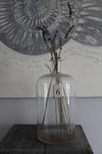 Oude brocante gistfles / vaas blank glas *Pronck & Praal*, Ophalen of Verzenden