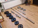 als nieuw olympische stangen dumbels en 105kg gewichten, Sport en Fitness, Ophalen, Zo goed als nieuw