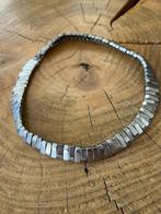 Chunky zilverkleurige choker ketting – handgemaakt – vintage, Sieraden, Tassen en Uiterlijk, Kettingen, Ophalen of Verzenden, Gebruikt