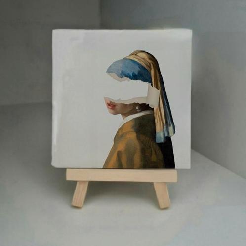 Wandtegeltje meisje met de parel gescheurd, Huis en Inrichting, Woonaccessoires | Schilderijen, Tekeningen en Foto's, Nieuw, Schilderij