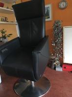 Mooie stijlvolle Prominent zwart leder Sta-Op-Stoel op accuu, Ophalen, Minder dan 75 cm, Zwart leder, Leer