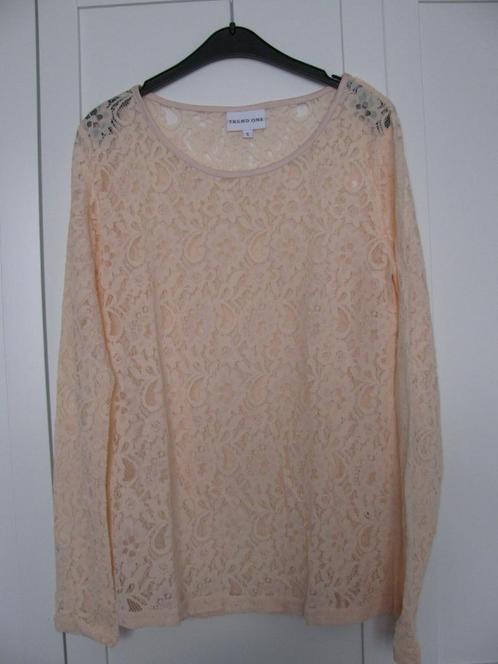 Kanten top met lange mouwen, poederroze, maat S, z.g.a.n., Kleding | Dames, Tops, Zo goed als nieuw, Maat 36 (S), Roze, Lange mouw