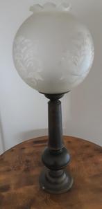 Tafellamp messing met glazen bol, Minder dan 50 cm, Zo goed als nieuw, Ophalen