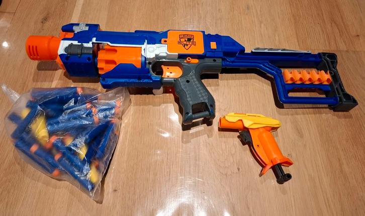 Nerf Stokade Elite N-strike - Gemotoriseerd, Kinderen en Baby's, Speelgoed | Overig, Gebruikt, Jongen of Meisje, Ophalen