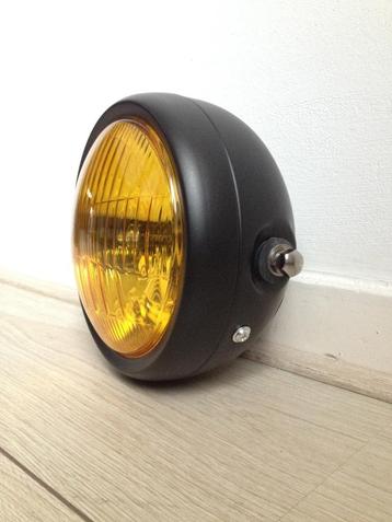 Koplamp zwart geel caferacer bobber scrambler beschikbaar voor biedingen