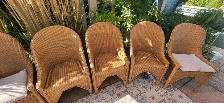 6 Rotan Stoelen voor Binnen/Buiten, Huis en Inrichting, Stoelen, Gebruikt, Vijf, Zes of meer stoelen, Riet of Rotan, Bruin, Ophalen of Verzenden
