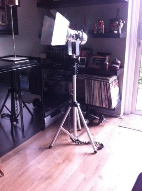 Designlamp XL op uitschuifbaar statief met spotkleppen>175cm, Huis en Inrichting, Lampen | Vloerlampen, Zo goed als nieuw, 100 tot 150 cm
