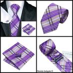 Dennis Gadgets: 100 % zijden stropdas ( 3 delig !! ) DG0457, Ophalen of Verzenden, Nieuw, Paars, Met patroon