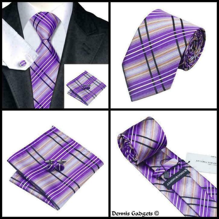 Dennis Gadgets: 100 % zijden stropdas ( 3 delig !! ) DG0457, Kleding | Heren, Stropdassen, Nieuw, Met patroon, Paars, Ophalen of Verzenden