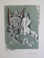 Exlibris / Ex libris V.Mishin, o.a. ridder, vrouw, vlinder, Antiek en Kunst, Verzenden