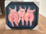 Grappig Schilderij: Drie Varkens Billen, Antiek en Kunst, Ophalen of Verzenden