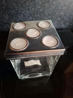 Vierkante glazen theelichthouder 'accubak', Overige materialen, Gebruikt, Overige kleuren, Ophalen of Verzenden