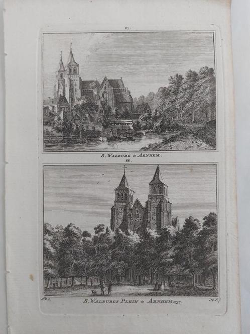 87-88 / S. Walburg en Walburg plein te Arnhem, Antiek en Kunst, Kunst | Etsen en Gravures, Ophalen of Verzenden