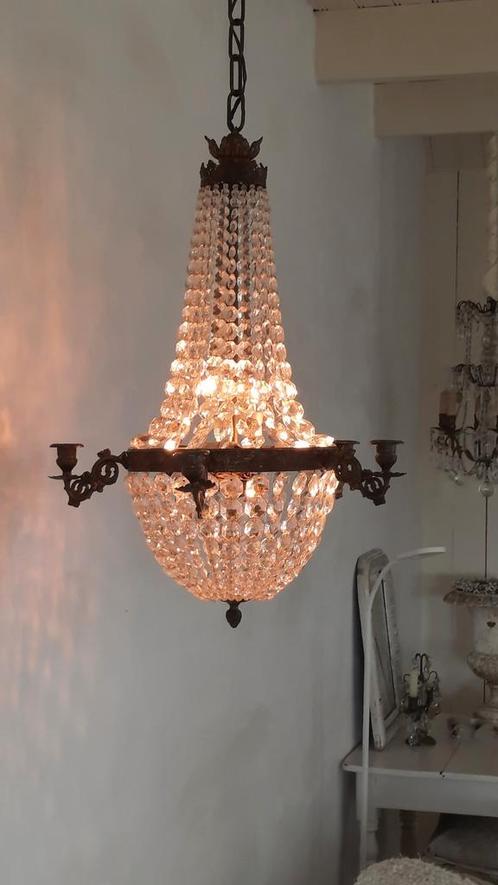Oude zakluchter 25J (nuzzelspul), Huis en Inrichting, Lampen | Kroonluchters, Gebruikt, Ophalen