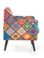 Kleurrijke fauteuil met patchworkprint, Huis en Inrichting, Ophalen of Verzenden, Zo goed als nieuw, Eén