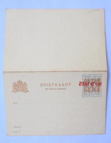 Dubbele briefkaart met betaald antwoord dubbele overdruk  beschikbaar voor biedingen