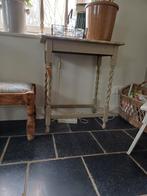 Stoer Engels Eiken houten Tafeltje, Ophalen of Verzenden, 25 tot 50 cm, Rechthoekig, 50 tot 100 cm