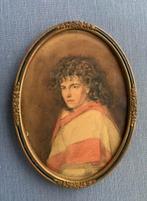 Portret van schone jongeling in ovaal - Antiek - gesigneerd, Ophalen of Verzenden