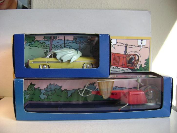 Kuifje auto Nr.047A & 048A De gele Chrysler & de Helicopter, Hobby en Vrije tijd, Modelauto's | 1:43, Zo goed als nieuw, Auto